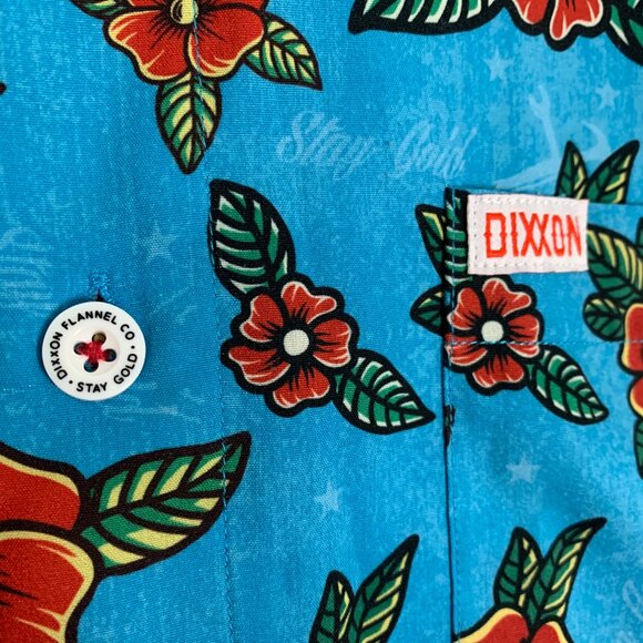 Dixxon Flannel Co Stay Gold Button-up Party Shirt XL Blue Short-Sleeve - Picture 4 of 9